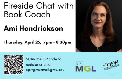 Ami Hendrickson, book coach, will chat with OPW students about a career in writing.